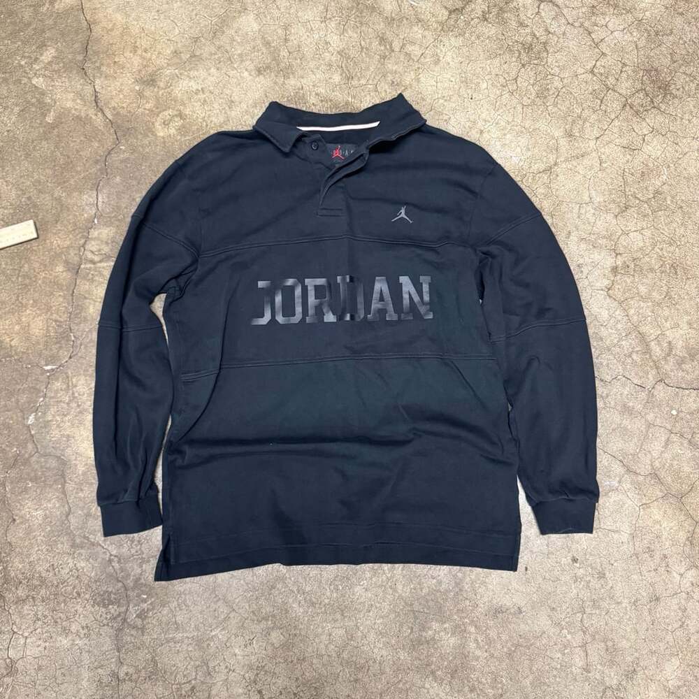 Jordan Essentials Long Sleeve Rugby Shirt Size M Black